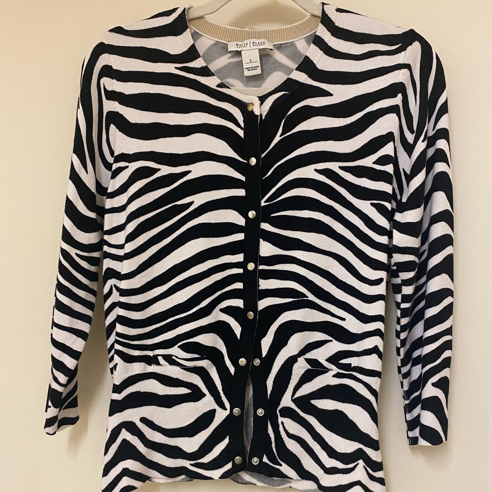 White House Black Market Snap-Up, Zebra print cardigan